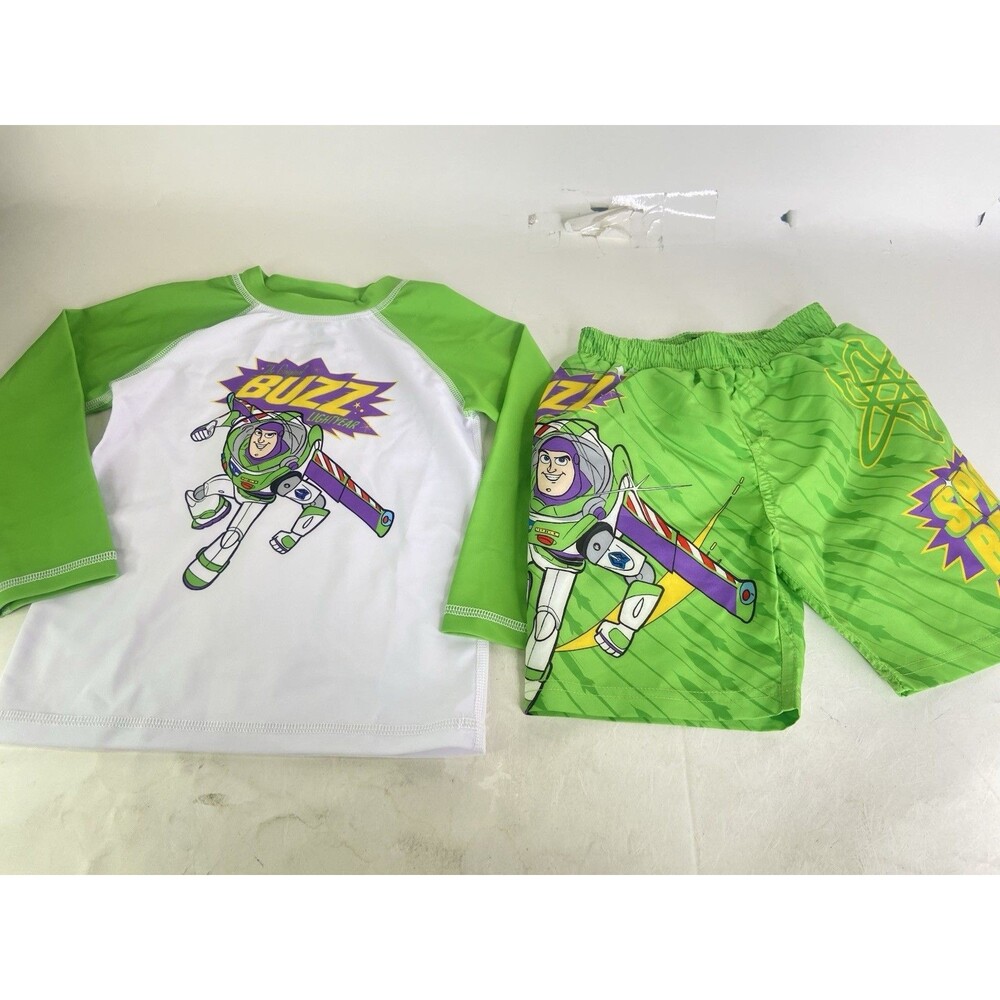 Disney Toy Story Buzz Lightyear Rashguard Swimwear Set Top Swim Bottoms Boys 3T